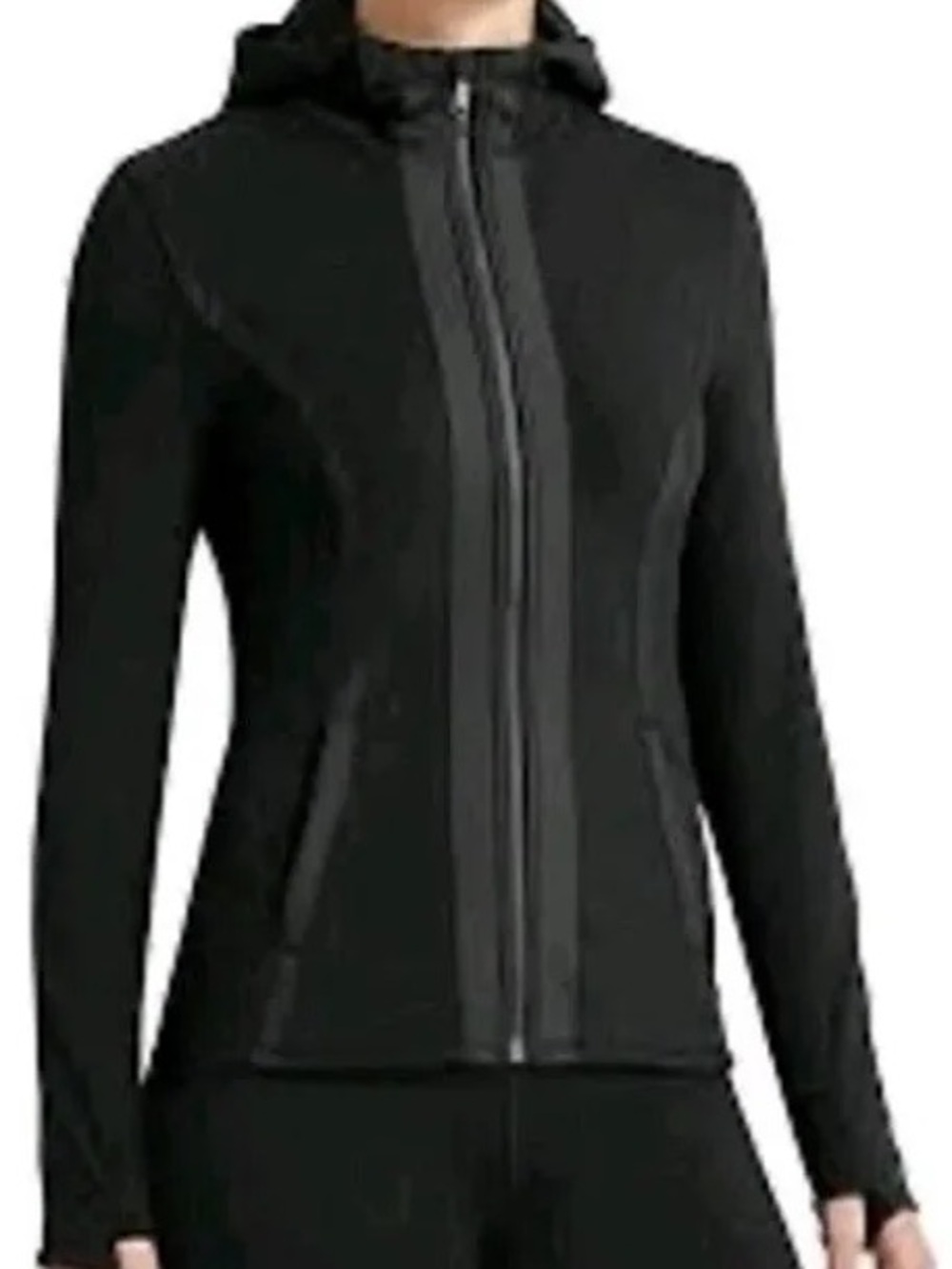 Athleta Black Hooded Zip-Up Utility Jacket